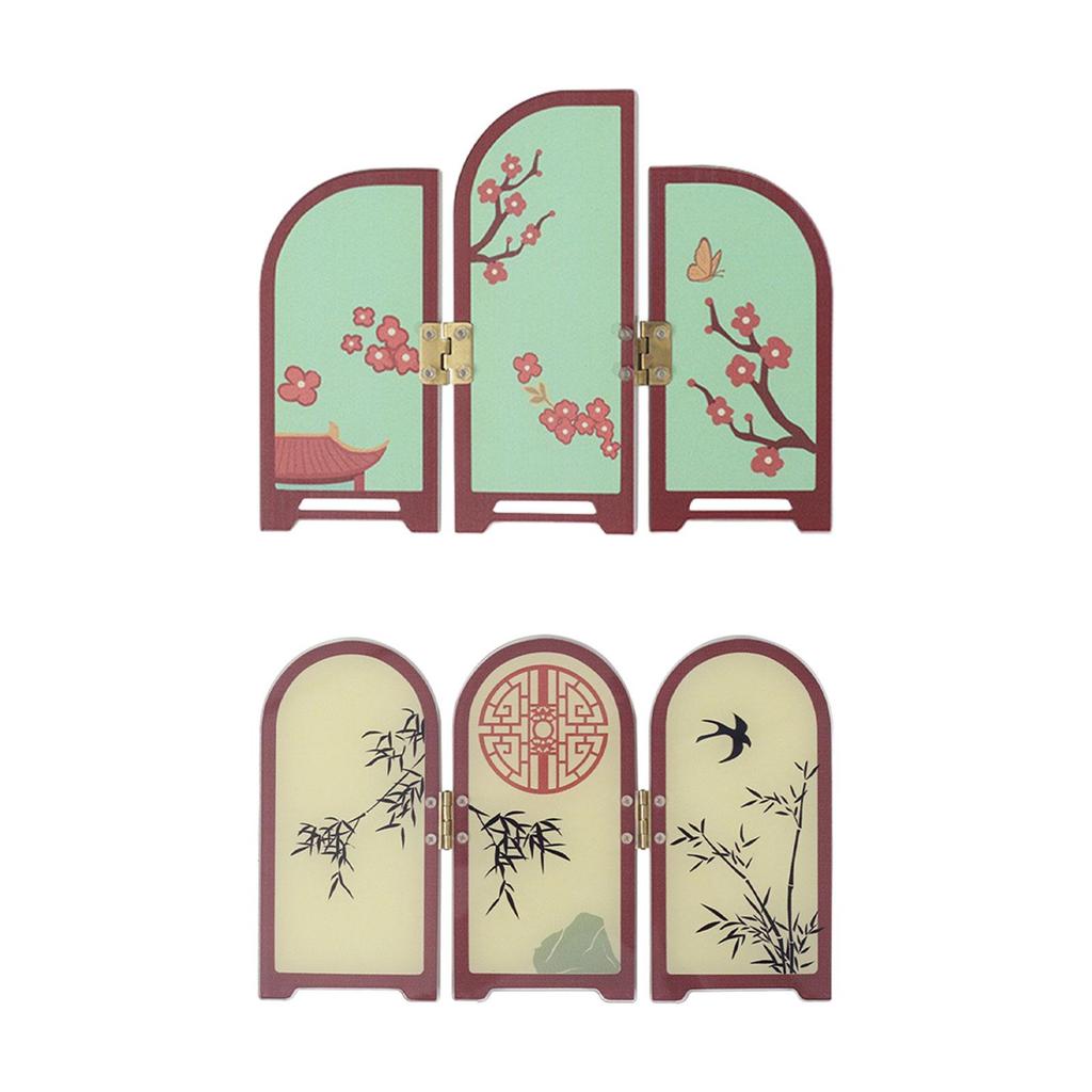 Decorative Screen Table Decor Craft Art Panel Mini Folding Screen for Dining Room Countertop Fireplace Entrance Cabinet Bedroom