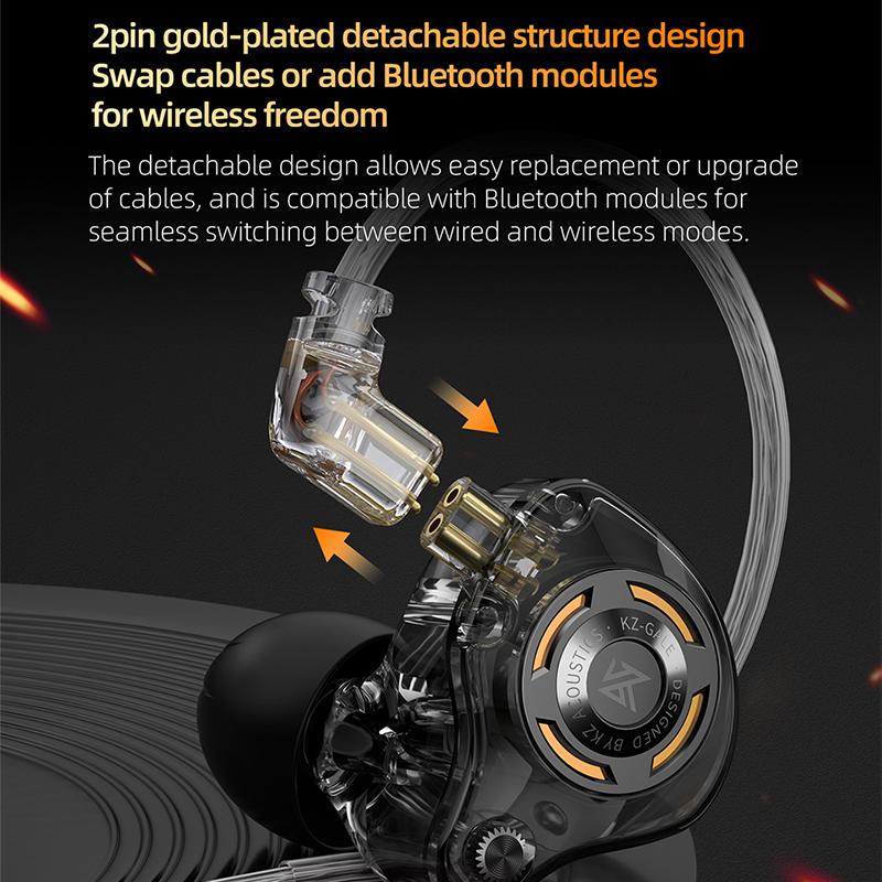 KZ Gale Écouteurs Intra-auriculaires Gaming E-sports Bass Métal Écouteurs 3.5mm AUX/Type C Casque Pour Jeu Vidéo Scène Son Live