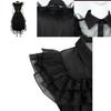 Wednesday Addams Kids Dress Cosplay Costume Party A-shaped Tiered Skirt