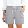 Women Straight Leg Cargo Shorts Relaxed Fit Outdoor Athletic Hiking Travel Shorts with Elastic Waist Drawstring and Pockets