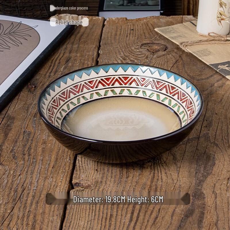 QinKai Retro Underglaze Ceramic Dining Bowl