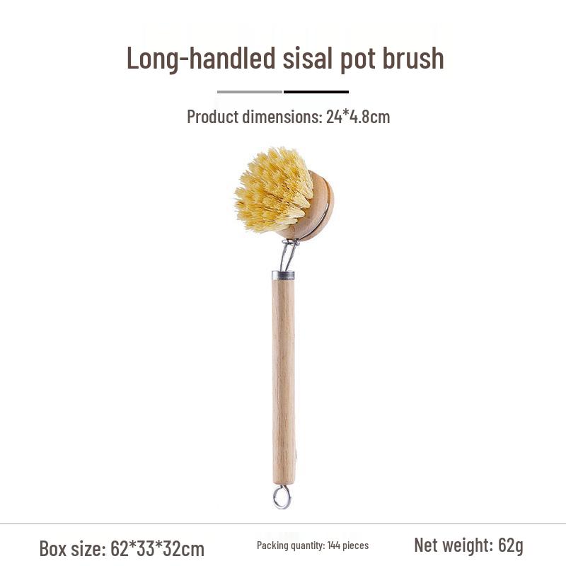 Solid Wood Dishwashing Brush with Sisal and Coconut Fiber