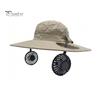 Summer Camping Sun Protection Solar Fan Hat, Cooling Bucket Outdoor Wide Brim Portable Powered Cap Hat with 2 Fans for Fishing, Camping, Hiking, Beach
