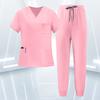 Women's Uniform Scrub Set - Quick-Dry V-Neck Short Sleeve Top with Pockets and Long Pants, Color