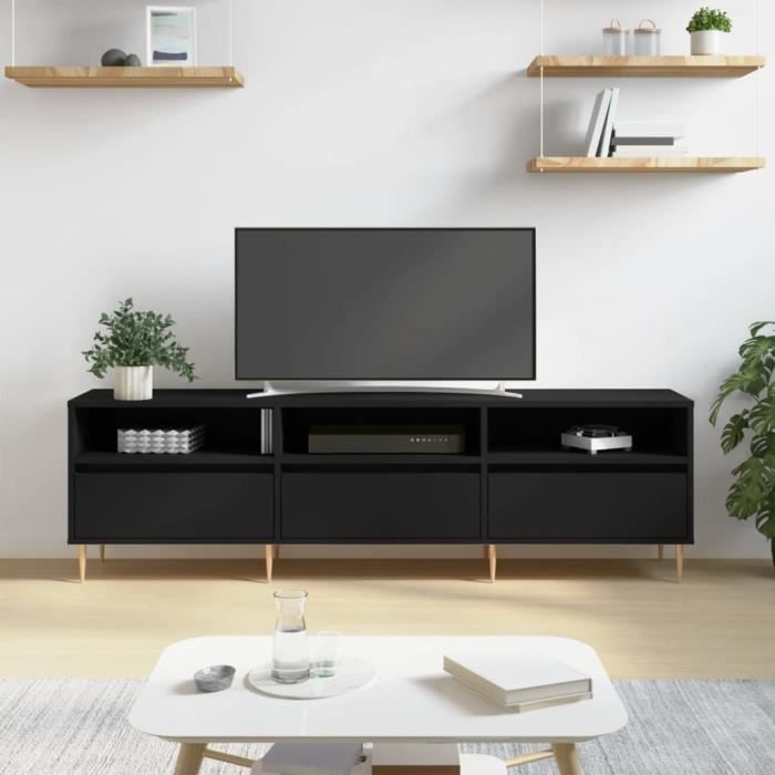 VidaXL Meuble TV noir 150x30x44,5 cm bois d'ingénierie 831269