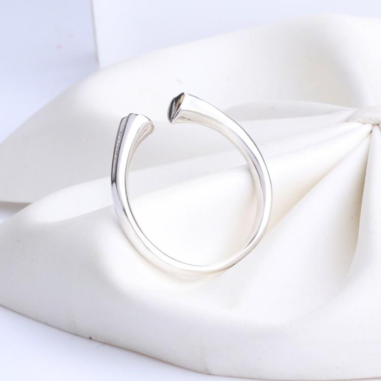 New 925 Sterling Silver Pan Ring Shiny Open Heart With Crystal Ring For Women Wedding Party Gift Fashion Jewelry