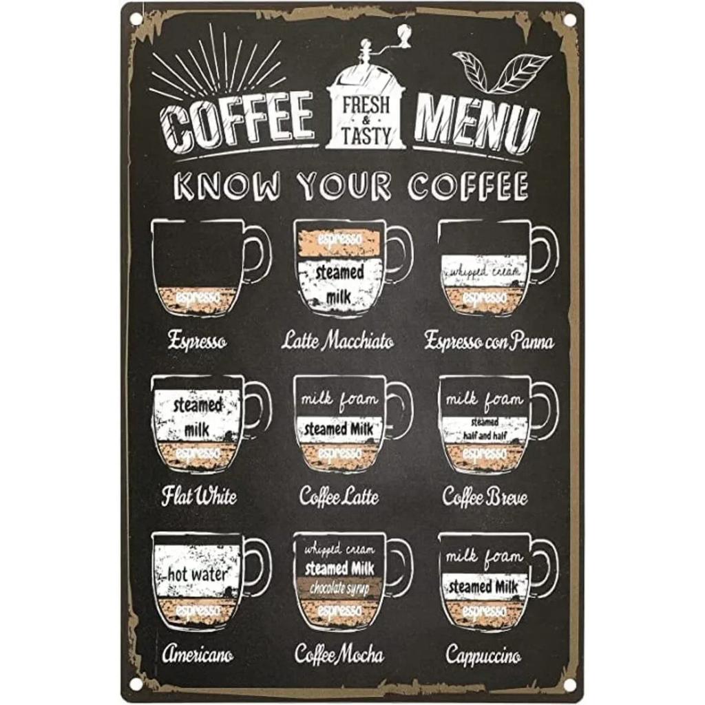 Vintage Coffee Metal Tin Sign Plaque Metal Plate Retro Wall Art Posters For Cafe Bar Pub Kitchen Club Iron Painting Decoration