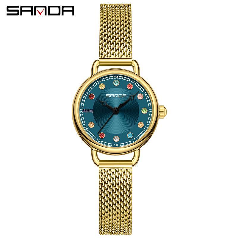 Sanda Women's Diamond-Studded Quartz Watch: Fashionable, Light Luxury, Versatile Steel Band 