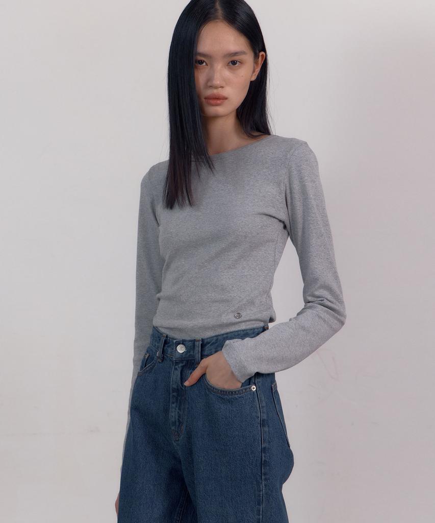 38COMEONCOMMON Symbol Slim Long Sleeve T-Shirts (Melange Gray)
