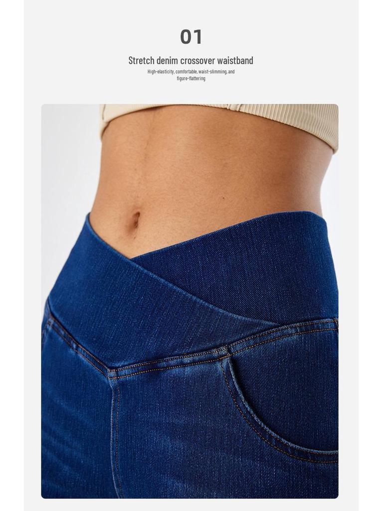 Sleekshape FD2502-MM Women's Cross-Waist Yoga Flare Jeans Casual Pants