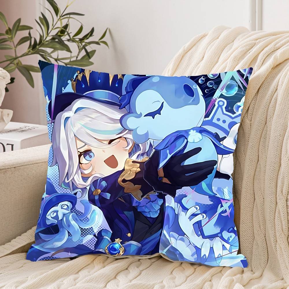 Cute F-Furina G-Genshin Impact Pillow Case Cushion Cover Soft Cute Throw Pillow Case For Car Sofa Pillowcase Polyester