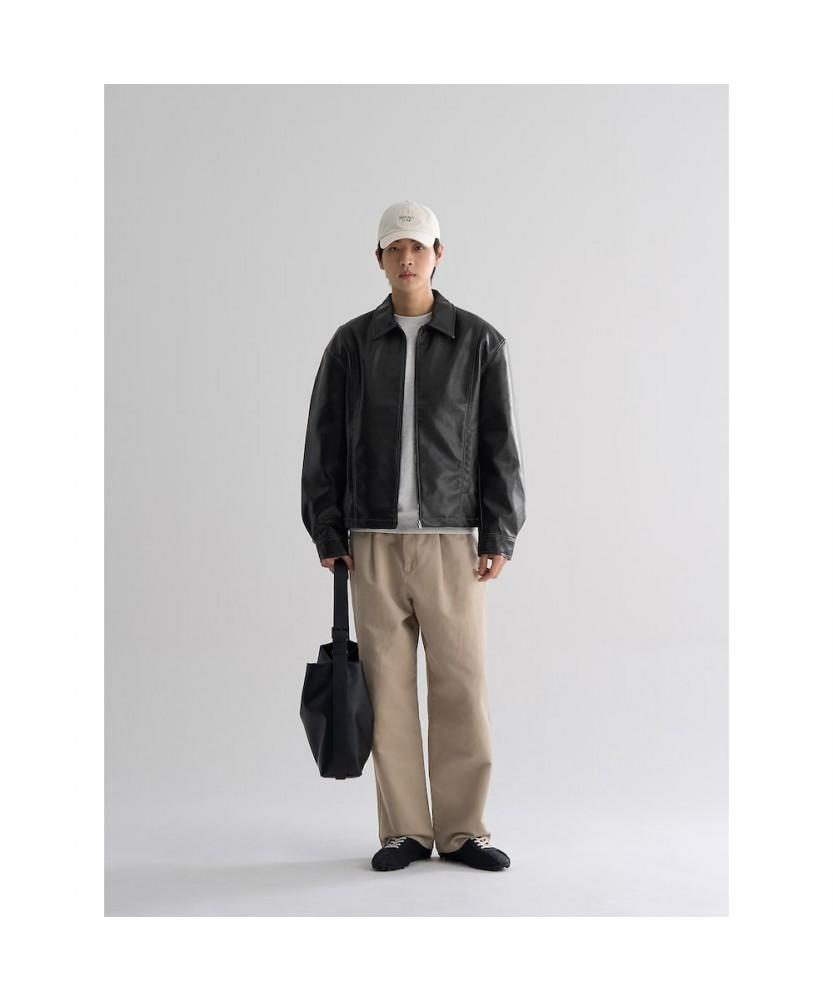 8seconds Faux Leather Topstitch Blouson Black