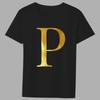 Fashion T-shirt Black Men's 26 English Letters Gold Printing Pattern Series Casual Round Neck Commuter Comfortable Top T-Shirts Men’s