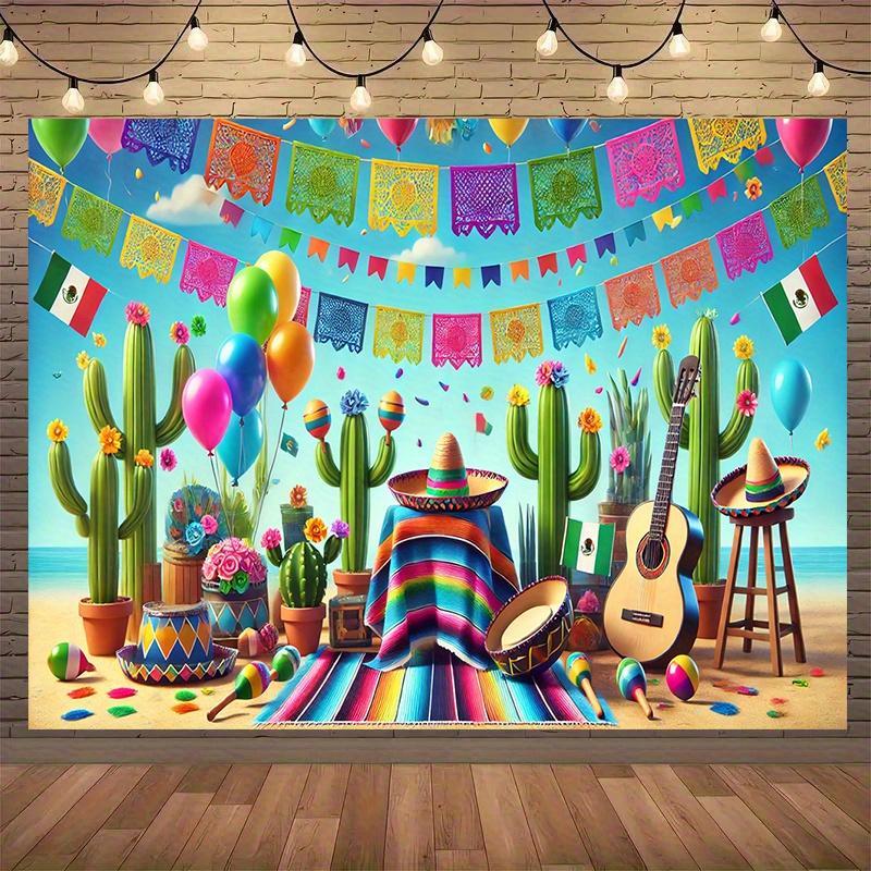 2D Plane Background Banner for the Mexican Carnival Party Durable for Indoor/outdoor Birthday Celebration
