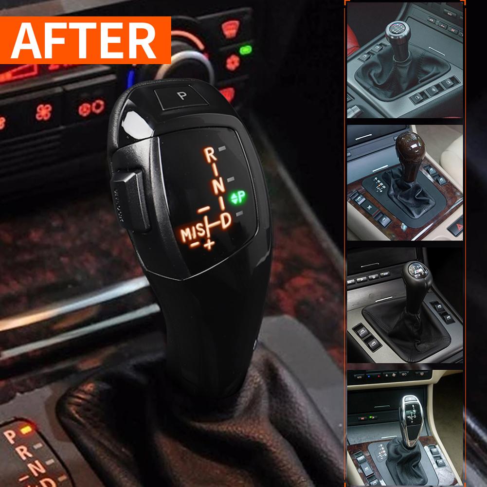 Electric LHD Automatic LED Gear Shift Knob Retrofit Kit Fits for BMW E46 E60 E61 Refit for F30 StyleGlossy Black