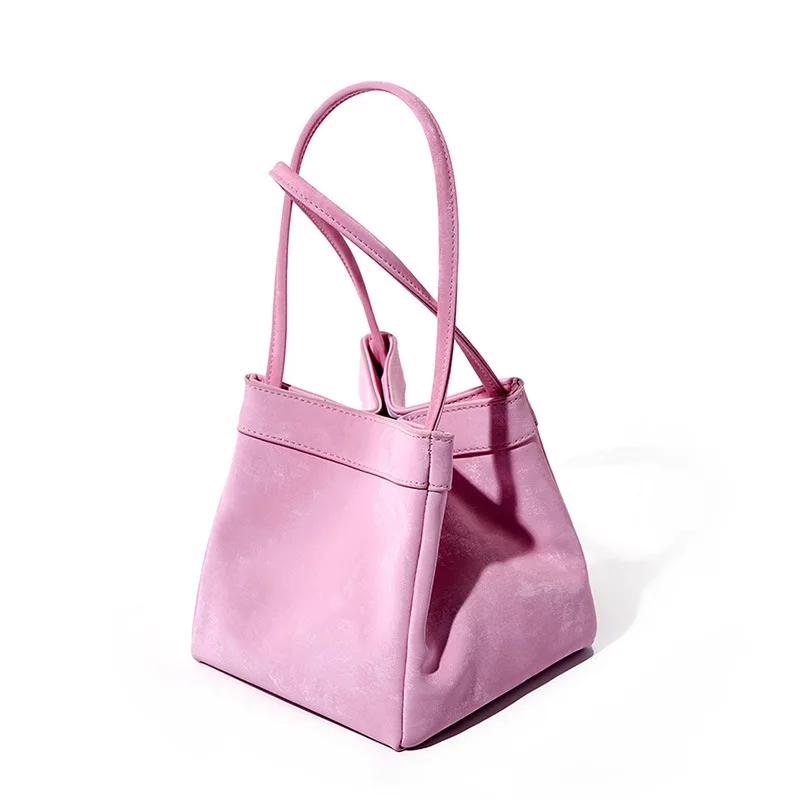 

Fashion Silk Women Bucket Bag Luxury Suede Leather Female Party Handbag Custom Name Multiple Lady Shoulder Bag With Top Handles