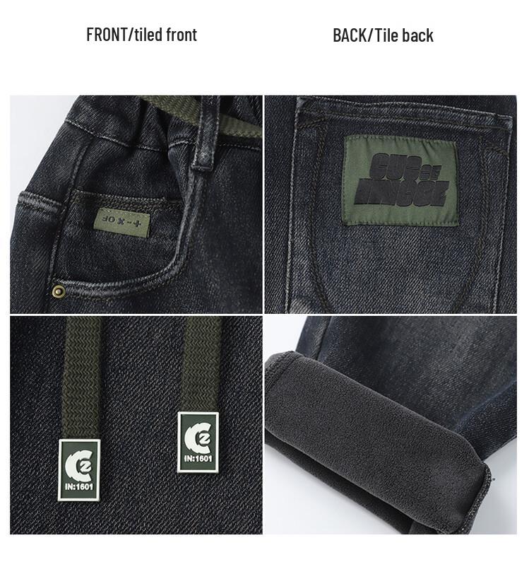 Boys' Plush Lined Jeans - 2025 Autumn/Winter Casual Fashion for Middle and Older Children