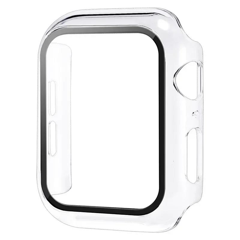 Tempered Glass+cover For Apple Watch Case 45mm 44mm 42mm 41mm 38-40mm PC bumper Screen Protector iWatch series 9 8 7 se 6 4 5 3 7