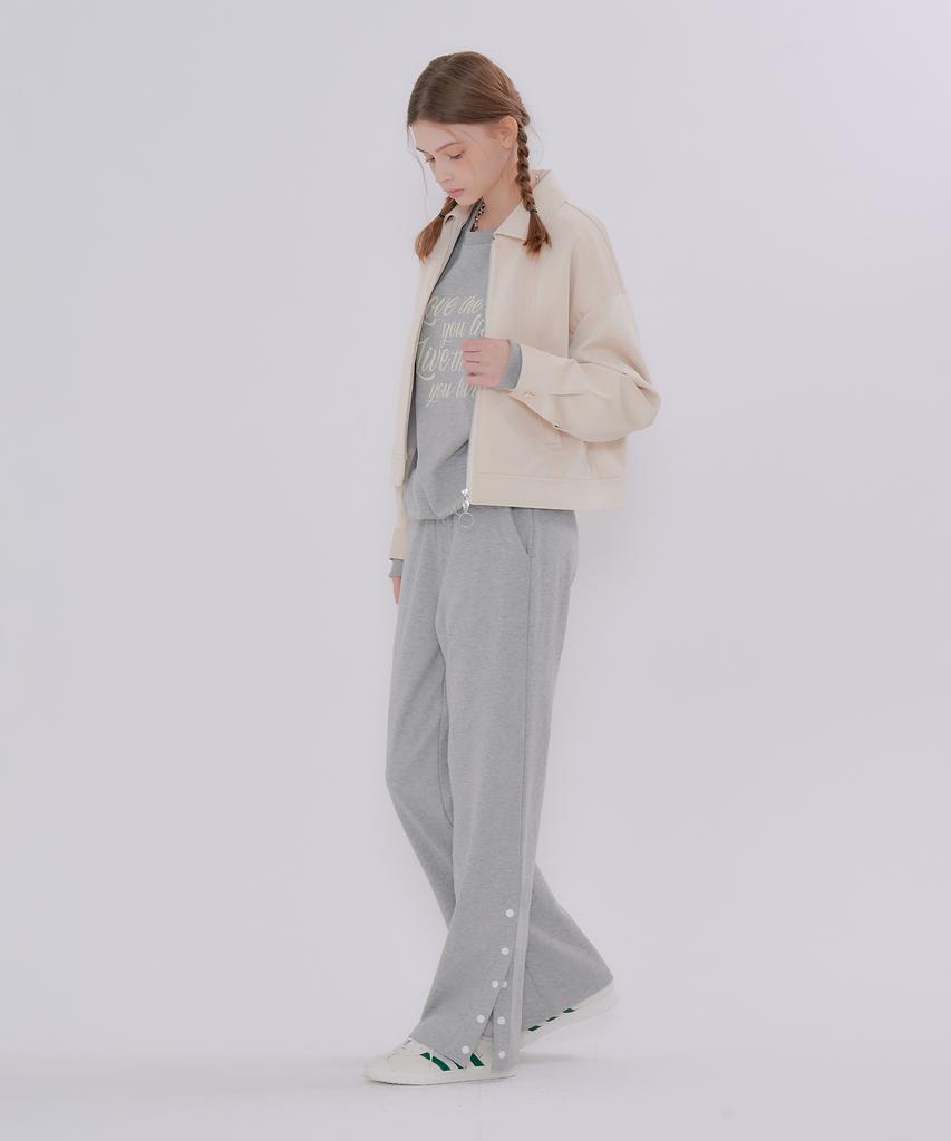 Metapeo Button Detail Elastic Waist Sweatpants Gray