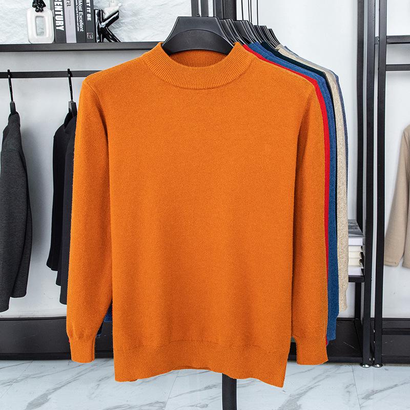 Men’s Autumn/Winter Half-High Collar Knitwear - Warm Inner Layer for Middle-Aged and Elderly