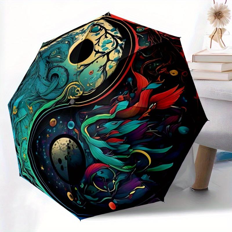 1pc YinYang Creatures Automatic Open/Close Umbrella with Windproof, Functional Design, 8-Rib Sturdy Canopy