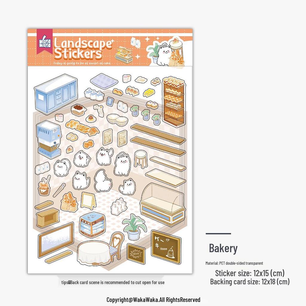 Christmas Miniature 3D Cabin Scene Stickers – Cute Handmade Cartoon Stickers for Journals