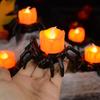 50 szt. Dekoracja Świec Herbatnich Pająków na Halloween, Halloweenowe Bezpłomieniowe Świece LED, Lampiony na Baterie do Halloweenowego Domowego Upiornego Dekorowania