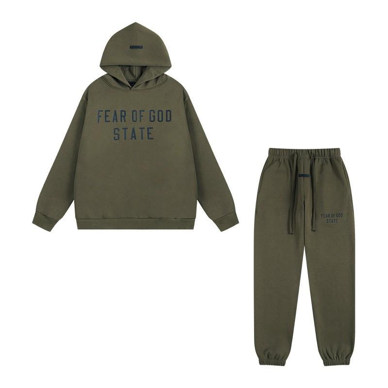 Essentials Fleece Hoodie Sweatshirt Pants Set Men Women Loose Fit Winter High Street Casual Wear