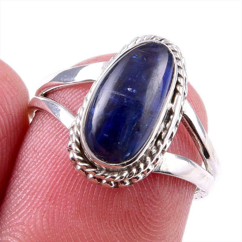 

Natural Kyanite Gemstone Handmade 925 Solid Sterling Silver Gift Ring S.6 L0k74