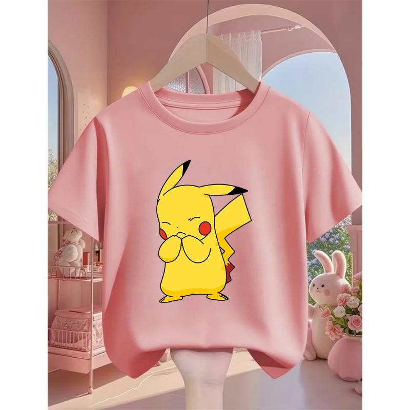 Pikachu Kids T Shirt 3-14Y Boys Girls Summer Cute Kawaii Crew Neck Fashion Street Hot Cartoon Casual Children