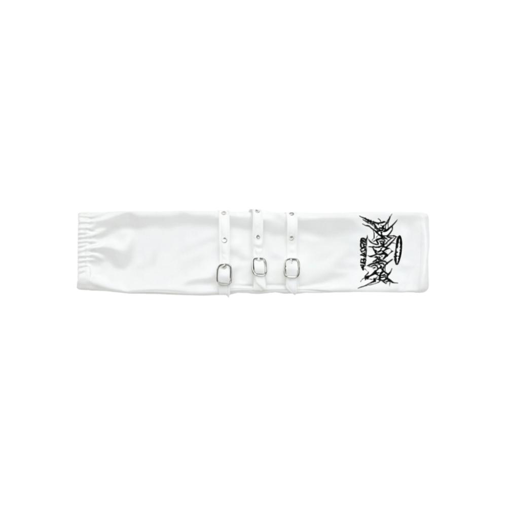 Thorns Pattern Letters Subculture Style Arm Sleeves Embroidered Design Arm Covers  Party Outfit белый
