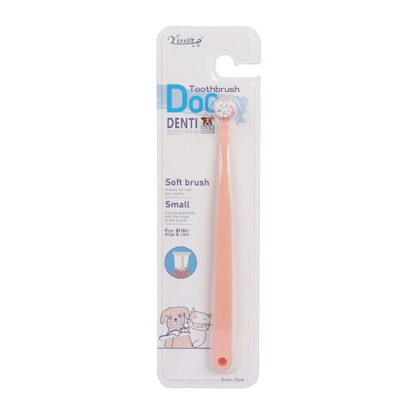 

Pet Toothbrush Cat and Dog Cleaning Toothbrush Remove Bad Breath Fresh Cat Toothbrush Dog Toothbrush Teddy Pet Supplies Pink blister [single head] 2