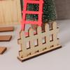 Dollhouse Christmas Scene Miniature Ornaments: Wooden Doorway, Figurines, Tree Model, Small Accessories