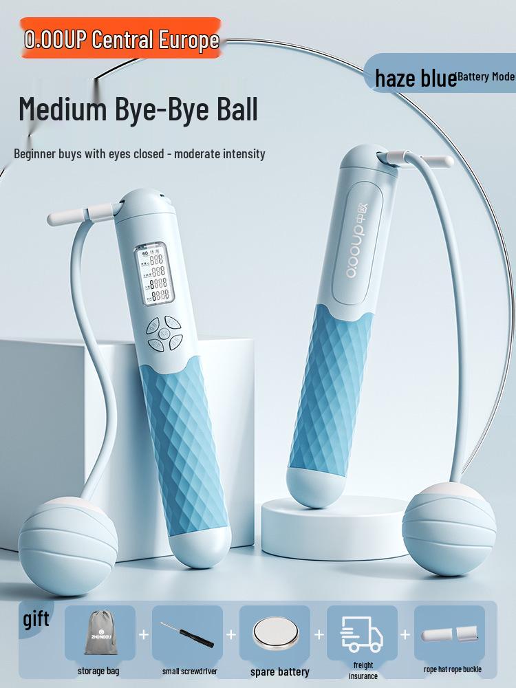 

Беспроводная утяжеленная скакалка для девочек для занятий в помещении - Модель A6 для фитнеса с электронным подсчетом для профессионального похудения и сжигания жира