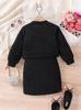 Girls' Floral Knit Cardigan & Slim Fit Camisole Dress Set for Spring and Autumn