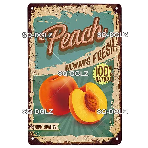 Fruits Metal Sign Bar Wall Decoration Tin Sign Vintage Metal Sign Vegetables Painting Plaques Art Fruit Poster