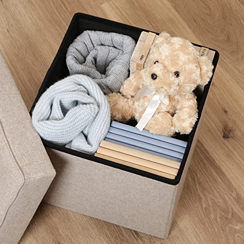 Fuji Boeki Dino Storage Stool, Folding, 38cm Wide x 38cm Deep x 40cm High, Beige, 80kg Weight Capacity, Fabric, 85846