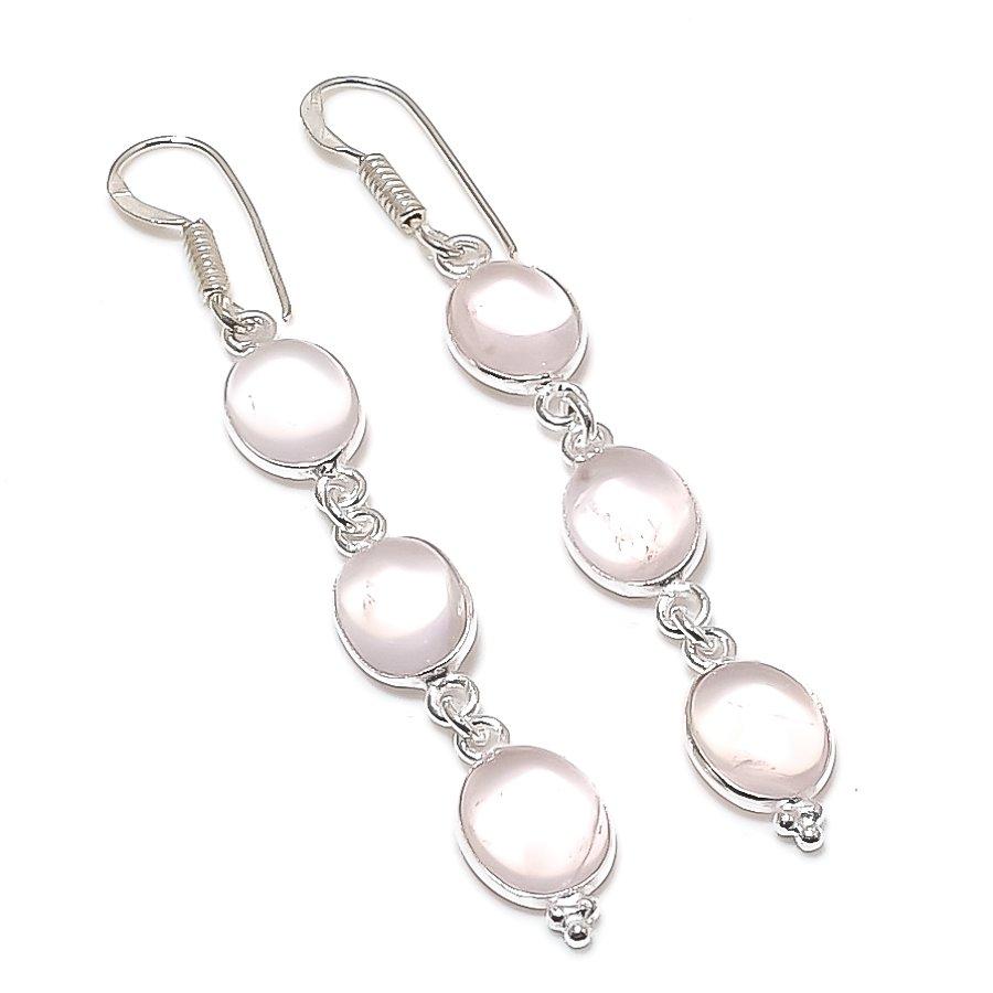 

Natural Rose Quartz Gemstone 925 Sterling Silver Jewelry Earring 2.56 C3w95