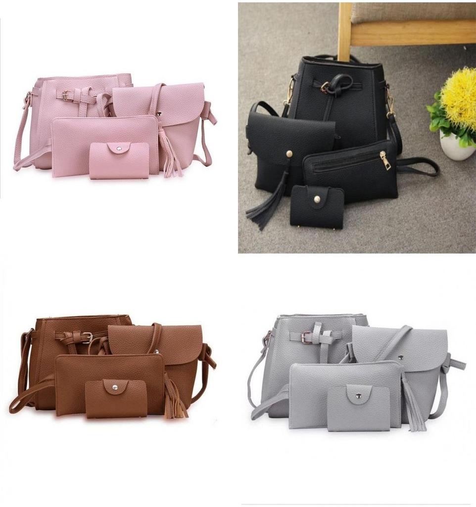 Trendy 4pcs Women Lady Handbag Set With Adjustable Strap And Soft Hardness