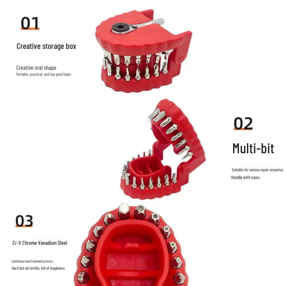30-in-1 Tragbares Ratschenschraubendreher-Set mit Härtegrad Hohe CRV-Bits für Haushaltsreparaturen