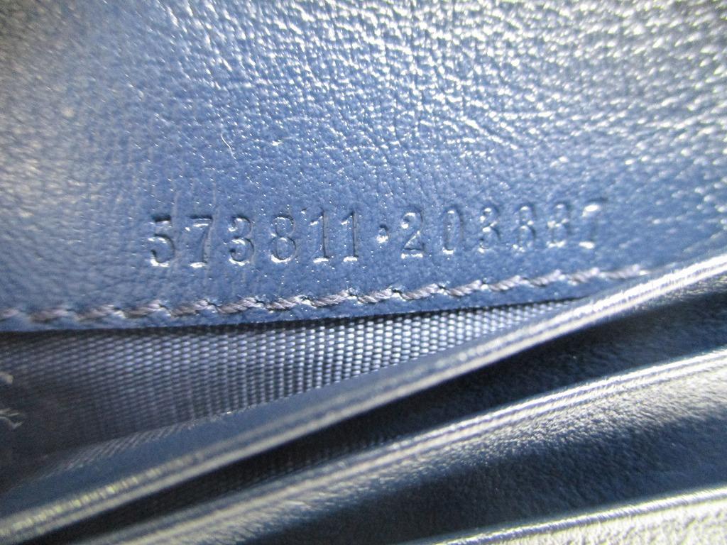 Authentic GUCCI GG Marmont Navy Blue Leather Bifold Wallet Compact Wallet #a662  Refurbished