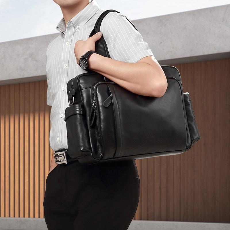 Genuine Leather Men's Bag Casual Tote Briefcase Fashionable Business Trip Travel Bag Men's Handbag