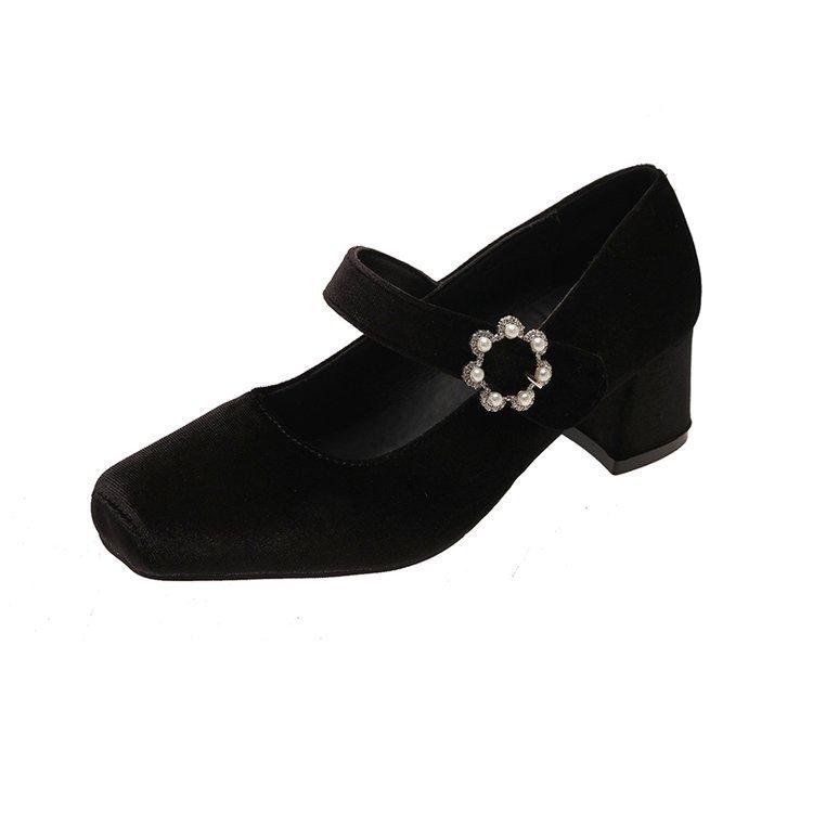 

Two wearing Mary Jane shoes, women s spring and autumn suede temperament bow exquisite shoes, one word with light mouth single shoes 40