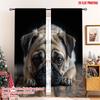 Flat Printing Window Treatment Curtains Cute Pug Puppy Portrait Digital Printed Polyester Drapes Family Party Decoration Curtain Set Of 2 Made