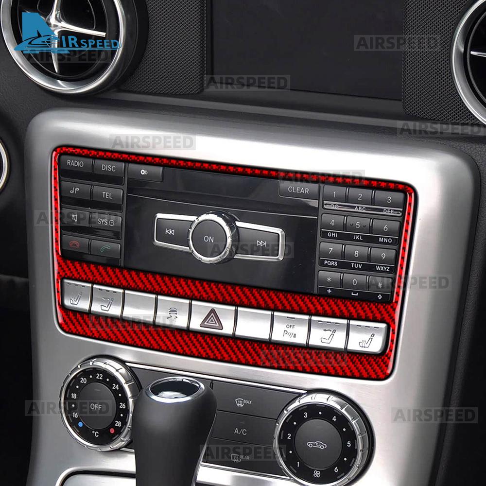 Echte Weiche Carbonfaser-Zieraufkleber Für Mercedes Benz SLK R172 2011 2012 2013 2014 2015 2016 Auto Mittelkonsole CD-Panel