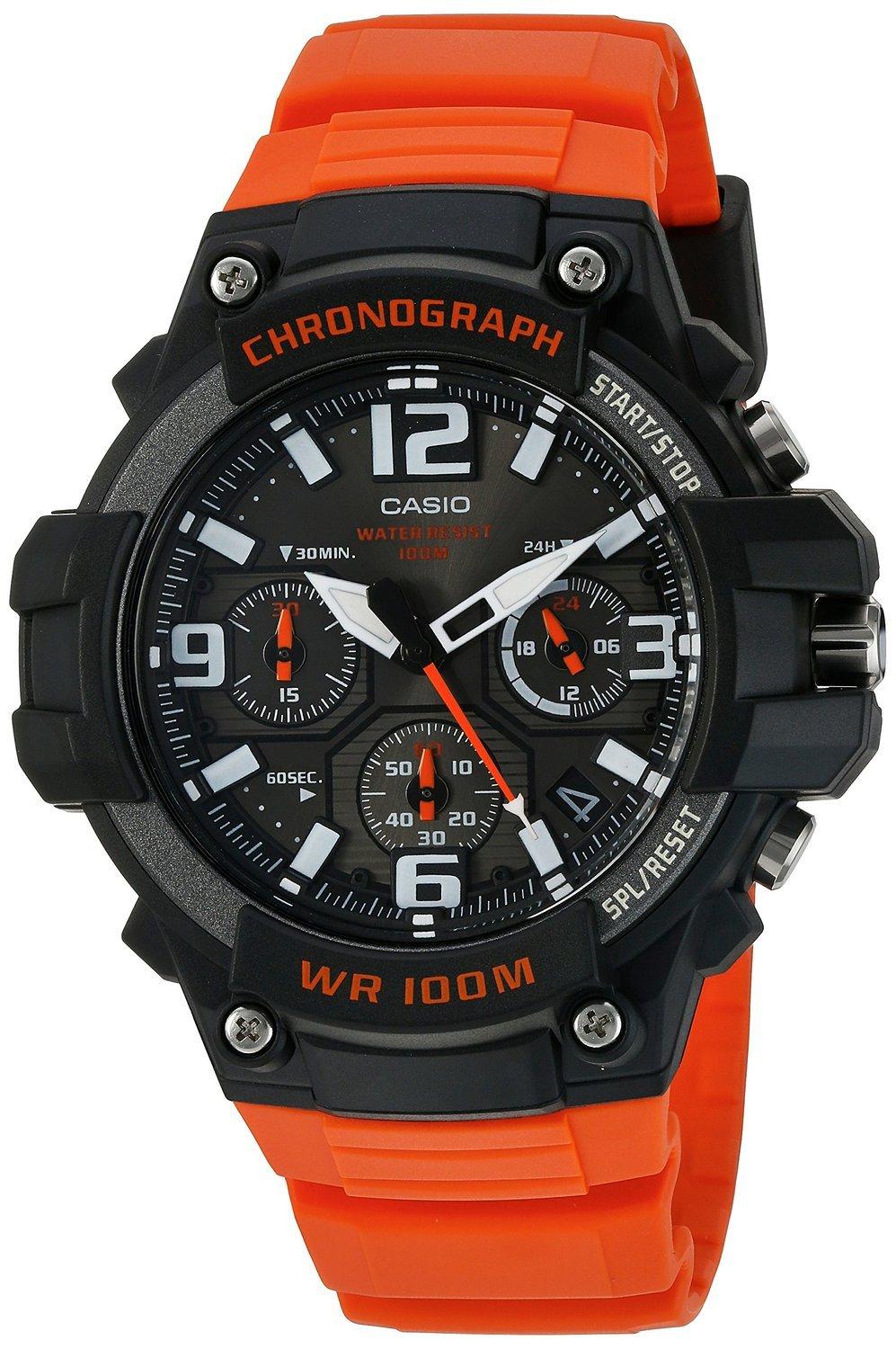 

Casio Chronograph International Used MCW-100H-4AV Men s Watch, Orange, Model,