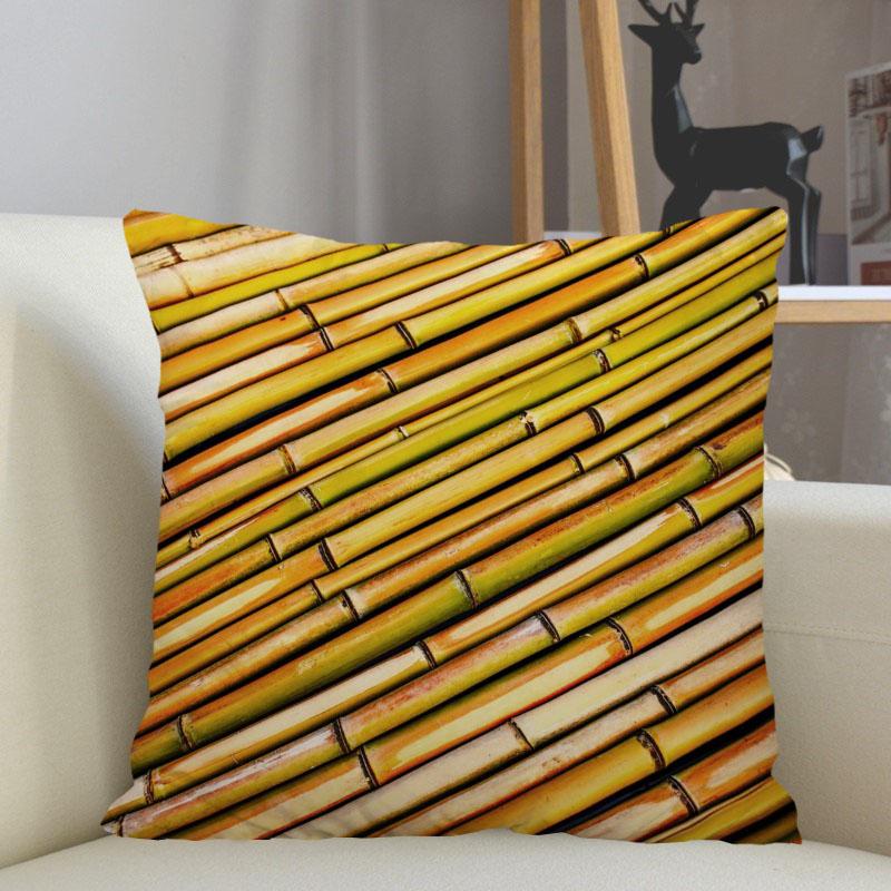 Musife Green Bamboo Pillowcase Custom Square Pillow Cover Case Zipper Pillowcase 35X35,40X40,45X45Cm Drop Shipping 12.15