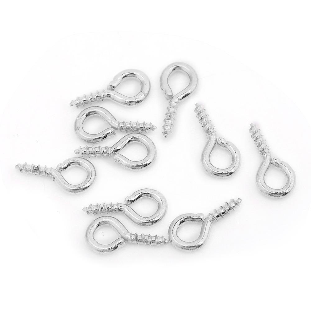100 Stück DIY Metall Schrauböse Stift Bohrhaken Öse Ton Harz Schmuckzubehör (Silber)
