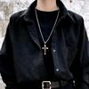Cross oil drop men's titanium steel necklace, domineering fashion couple pendant, male and female student accessories