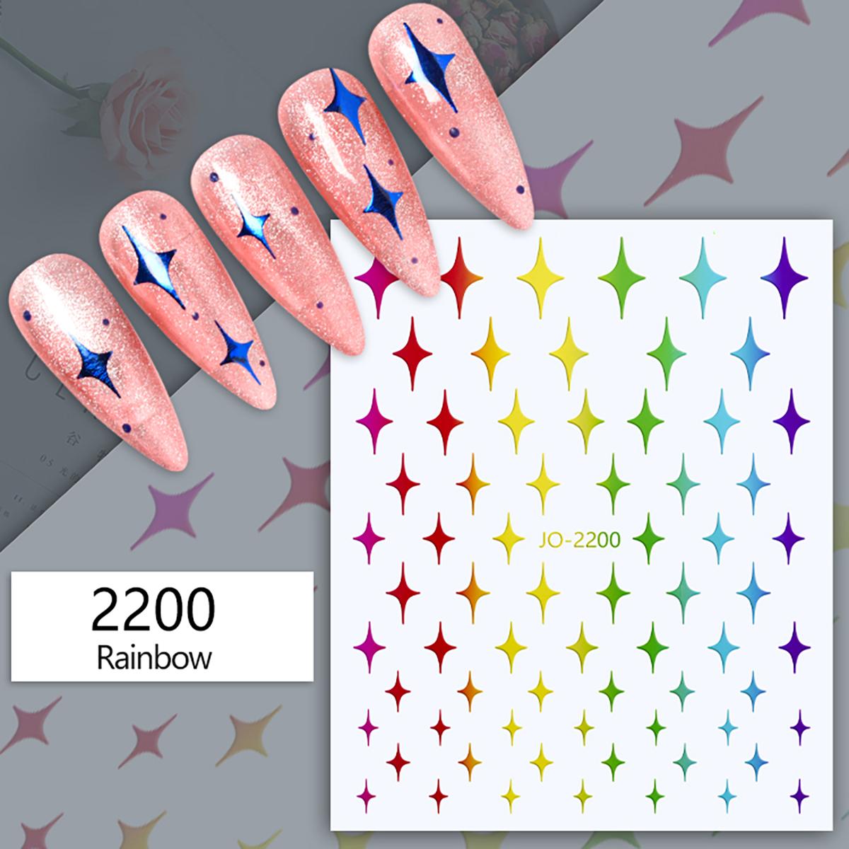 

1 лист 12 цветов наклейка для дизайна ногтей в виде звезд в стиле Y2K, звездный дизайн, самоклеящиеся наклейки для украшения ногтей